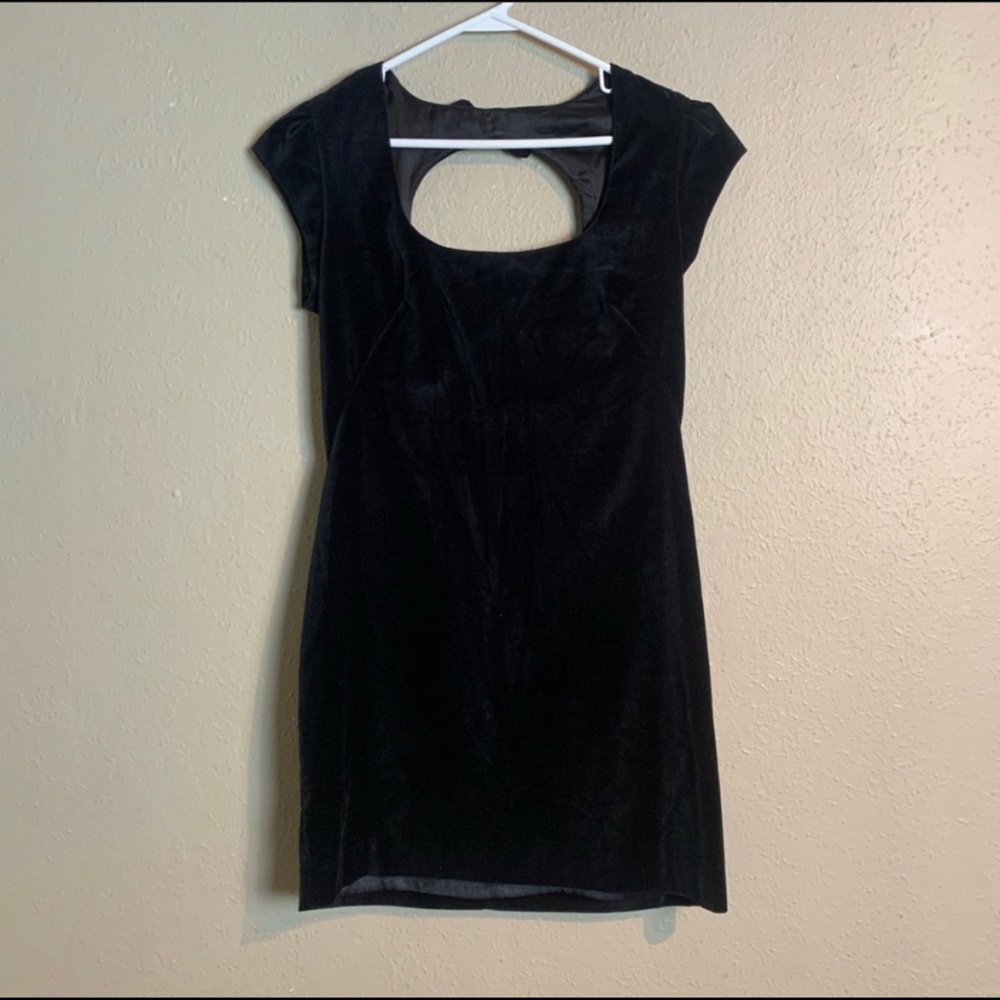 French Connection Black Velvet Mini Dress